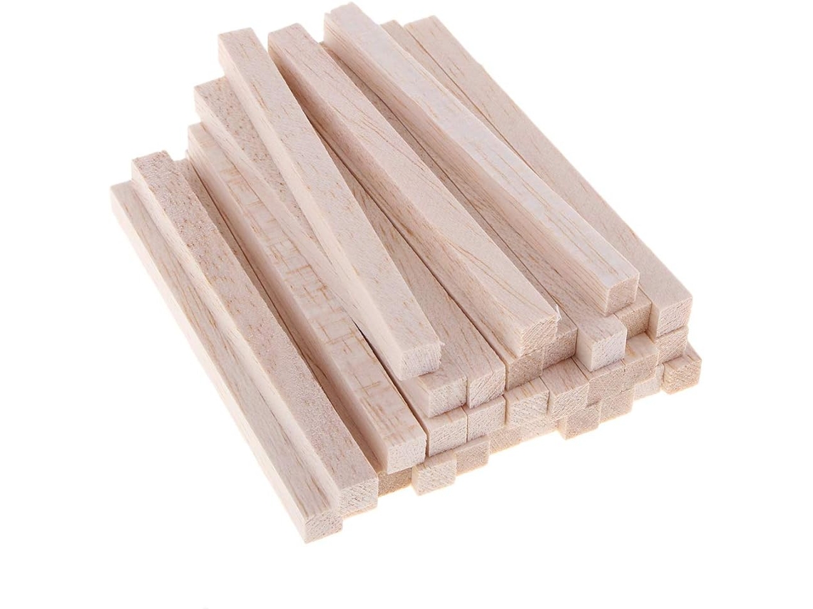Conjunto De 30 Varetas Quadradas Madeira Balsa 100 Mm Para