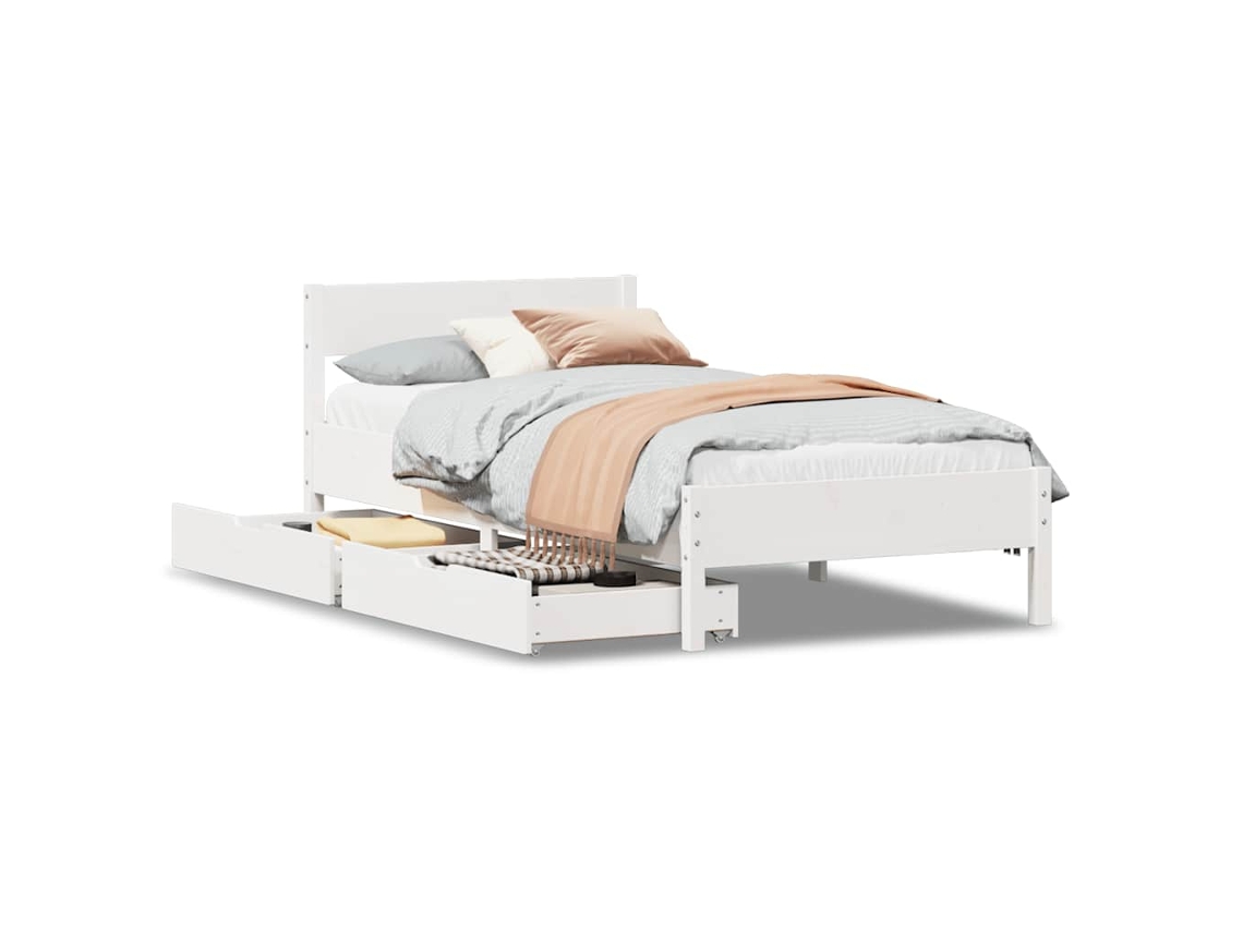 Bed Frame, Bed Frames Vidaxl Branco Madeira De Pinho (90 X 200 Cm)