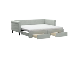 Sofá cama com Gavetão e Gavetas 90x200 Cm Veludo Cinzento claro MAISON EXCLUSIVE