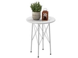 Mesa de Jardim Aço Cor Branco Ø40x50 cm Outsunny