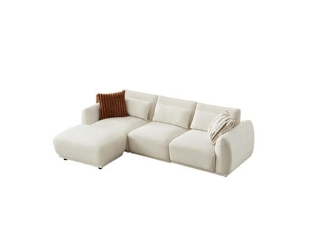 10 Beigewhite Sofá Multi Pessoa De Peluche Teddy Espuma Travesseiros Formato Em L Bege Branco Yhl Voyura