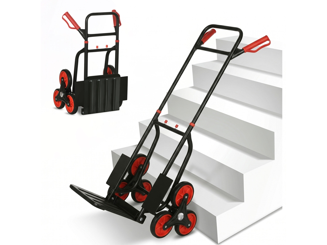 Carrinho De Bagagem Dobrável, Capacidade Máxima De 120 Kg, Com Alça Removível, 44 X 38 X 106,5 Cm, Vermelho E Preto.