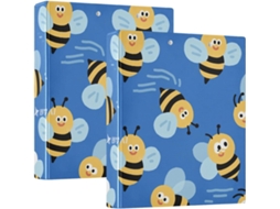 Pasta Escolar Azul 3,8cm 1,5 Polegadas Com Estampa Animada da Abelha, Sem Costura, Com Sacolas, Pacote com 1 2