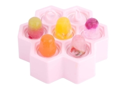 Molde De Picolé Silicone Em Favo Mel, Sorvete Diy, Gel Macio, Rosa