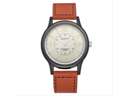 Relógio masculino Gaiety, mostrador redondo, pulseira de PU, movimento analógico de quartzo, branco/café.