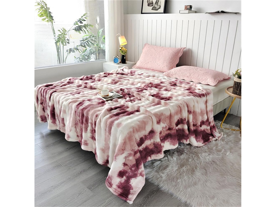 Manta Fansu Super Macia de Veludo com Estampa Tie dye Fofa Colcha Lençol Quente Inverno Pele Sintética 150x200