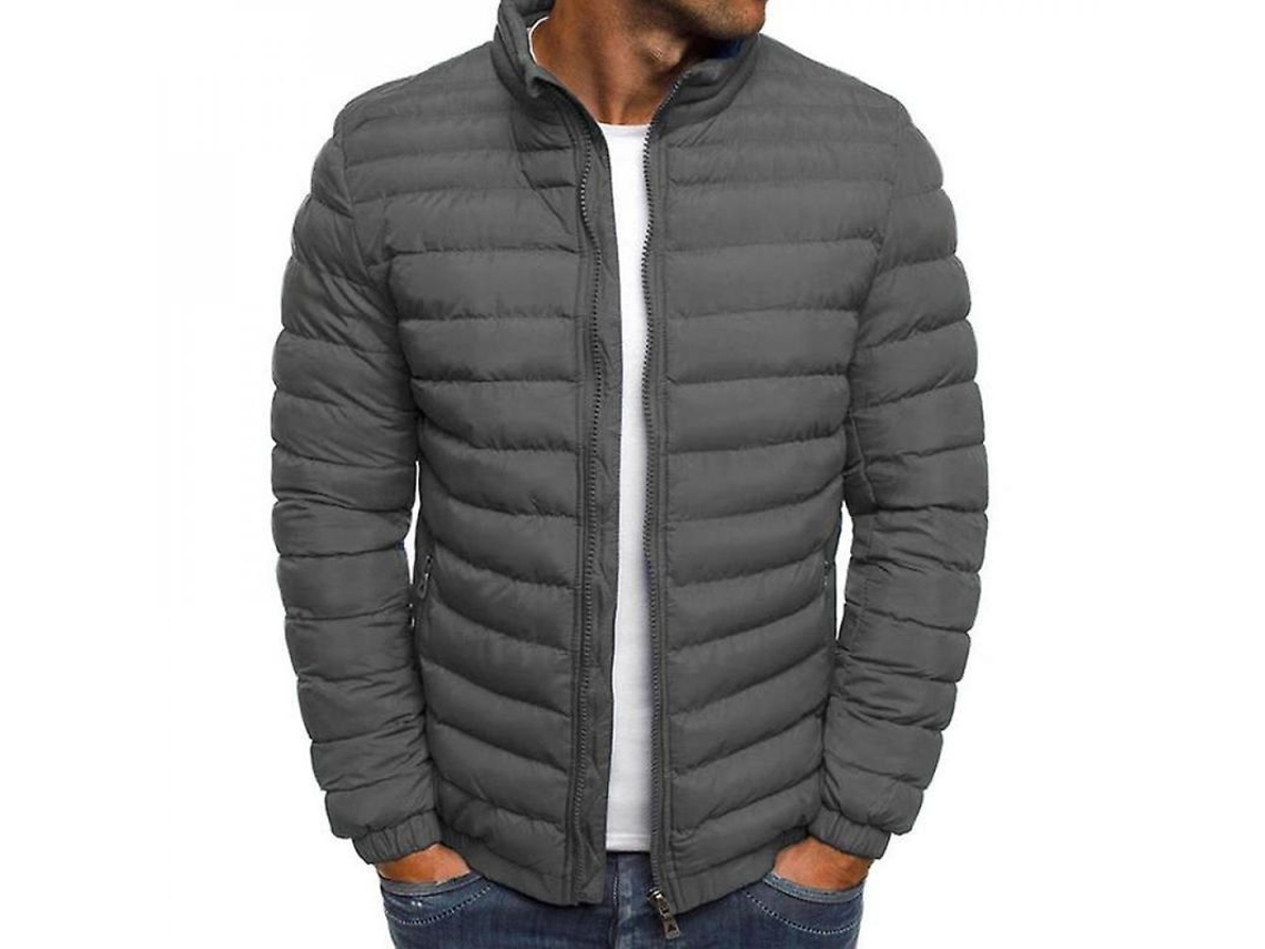 2026 chaqueta Ligera de Plumas para Hombres Abrigo Acolchado Calefaccionado Invierno Casual Exterior M Gris