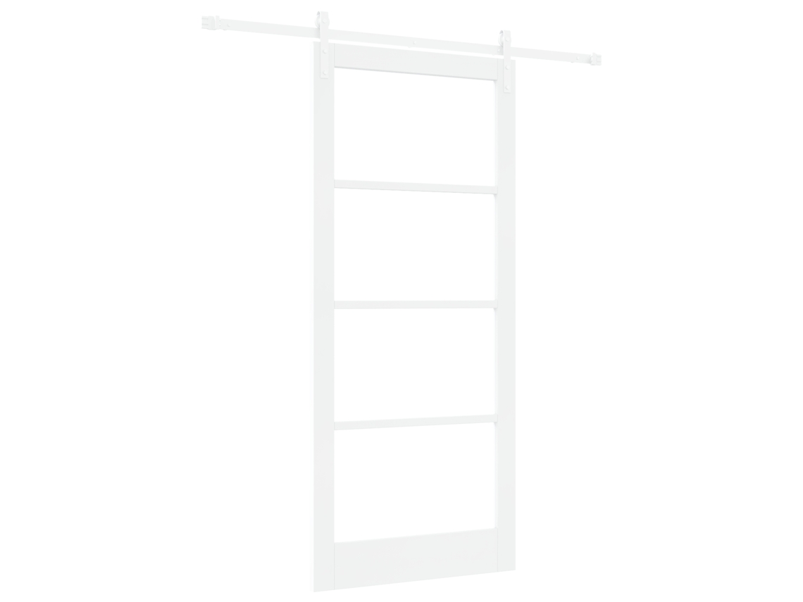 Porta Deslizante Com Conjunto De Ferragens Orkdal Madeira Sólida Branca E Vidro Vidaxl Branco Madeira (93 X 211 Cm)