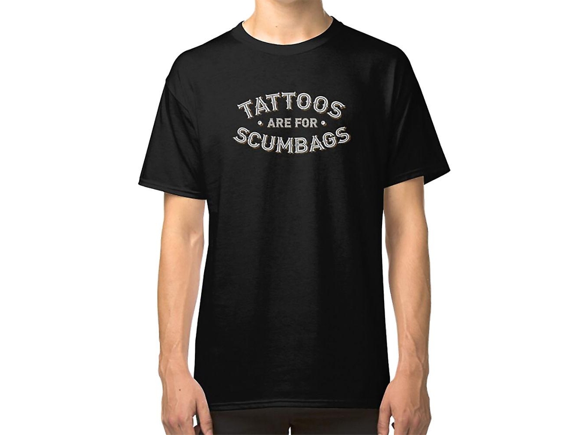 T-Shirt ROCKINSTONE Tattoos Are Scumbags Funny Tattooist Design Algodão para Homem (XL)