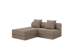 Sofá Modular 3 Lugares + Puff  Convertível  Veludo Regular Taupe