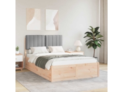Vidaxl Estrutura de Cama com Cabeceira Estofada Cinzento claro