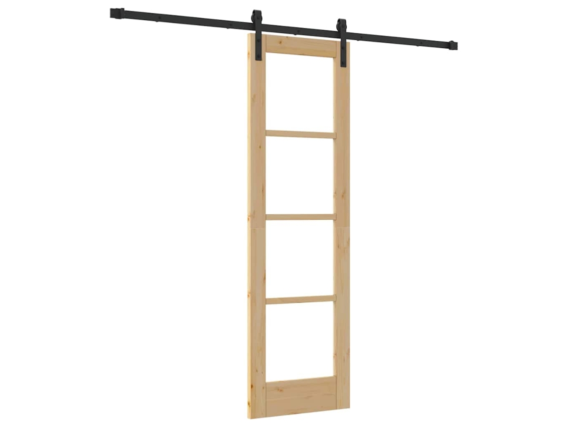 Conjunto 1 Porta Deslizante Vidaxl Castanho Madeira De Pinho Maciça (61 X 198,5 Cm)