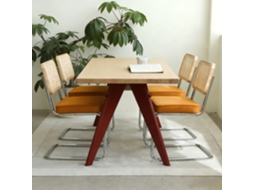 Conjunto De 4 Cadeiras De Jantar Em Veludo E Vime, Pés Cromados, Estilo Moderno Breuer, Estofadas Para Sala E Cozinha.
