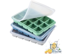 3 Moldes De Gelo De Silicone Com Tampa Anti-vazamento, 45 Cubos, Liberação Fácil, Reutilizáveis