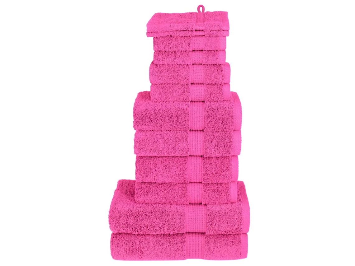 Vidaxl 12pcs Conjunto Toalhas Banho Premium Solund 600 Gsm Rosa