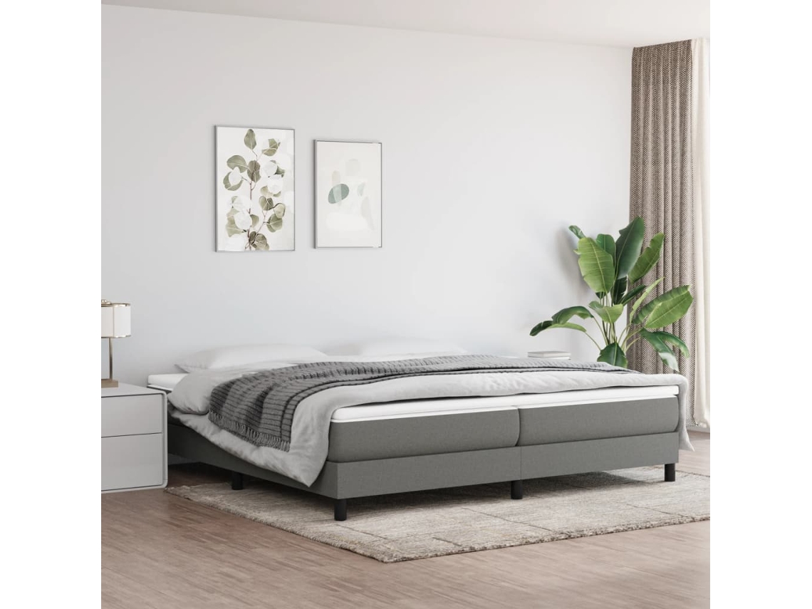 Vidaxl Estrutura De Cama Com Molas 200x200 Cm Tecido Cinzento-escuro