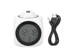 Reloj Despertador Digital Lcd Con Proyección Moderno De Liquidación Con Cable Usb Blanco