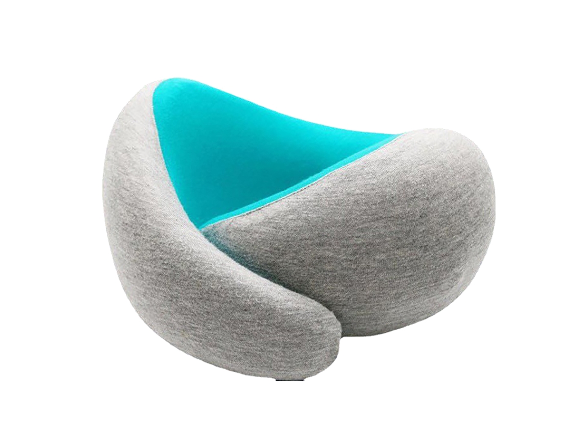 Travesseiro de Cabeça para Viagem com Memory Foam Cinza Azul
