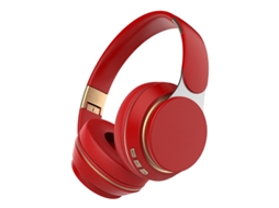 Fones de Ouvido Bluetooth Graves Profundos com Cabo Auxiliar Retrátil MDUG (vermelho)
