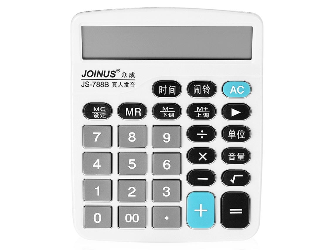 Calculadora portátil JS-788B para uso escolar e de mesa.