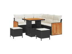 Maison Exclusive - Conjunto De Sofá De Jardim Com Almofada 8 Pcs Preto E Creme