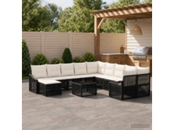 Vidaxl Conjunto De Sofá De Jardim 12 Unid. Preto Vime Pe