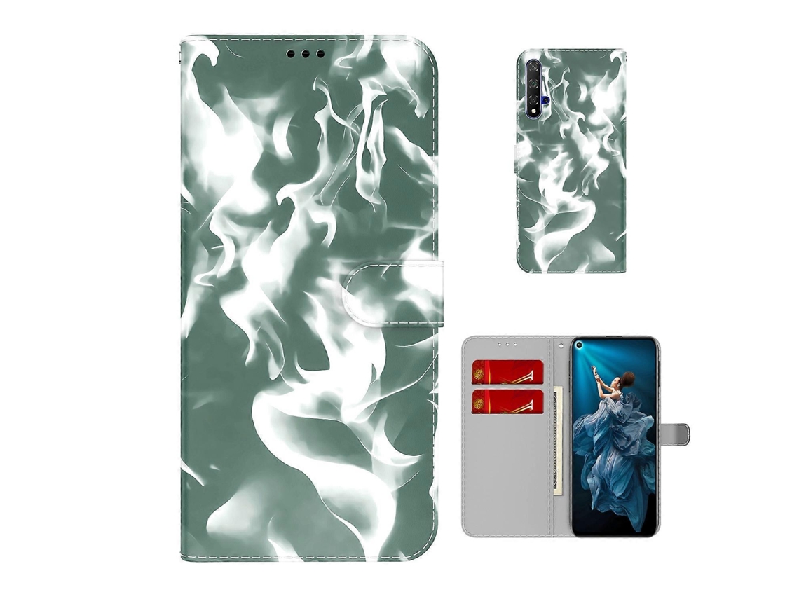 Capa De Couro Com Estampa De Névoa Em Formato De Nuvem, Estilo Flip Horizontal, Para Huawei Honor 20 / Nova 5t, Com Suporte, Compartimento Para Cartõe