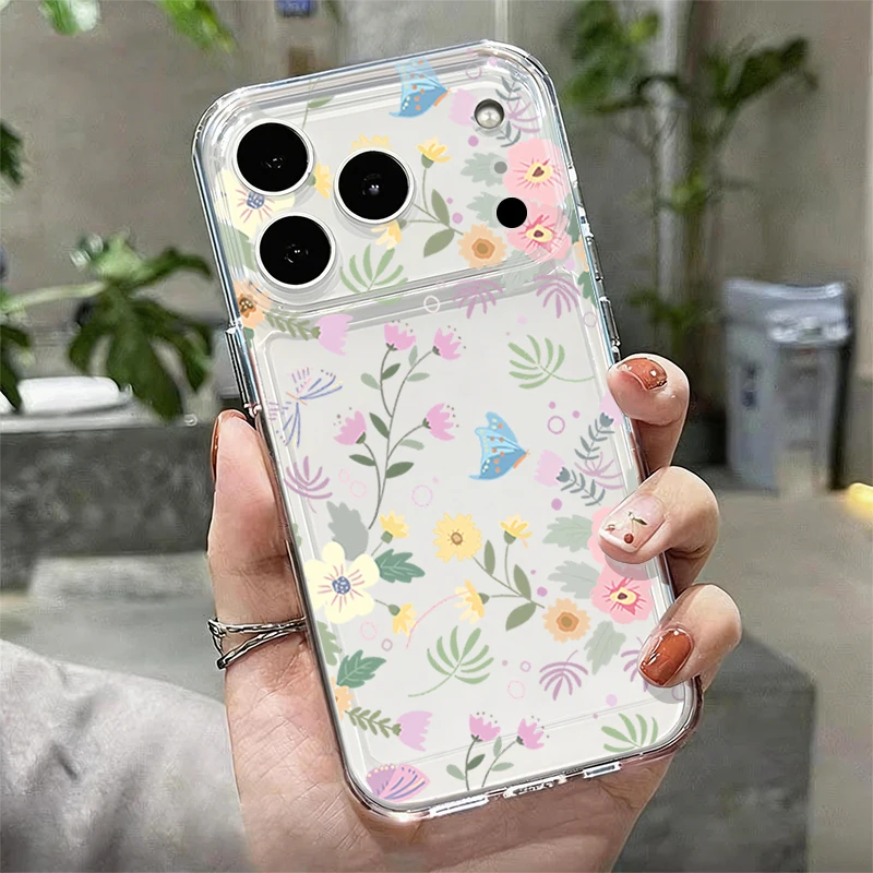 Capa Transparente Com Padrão Para Iphone 14, À Prova De Choque E Com Parte Traseira Em Silicone Tpu Macio.
