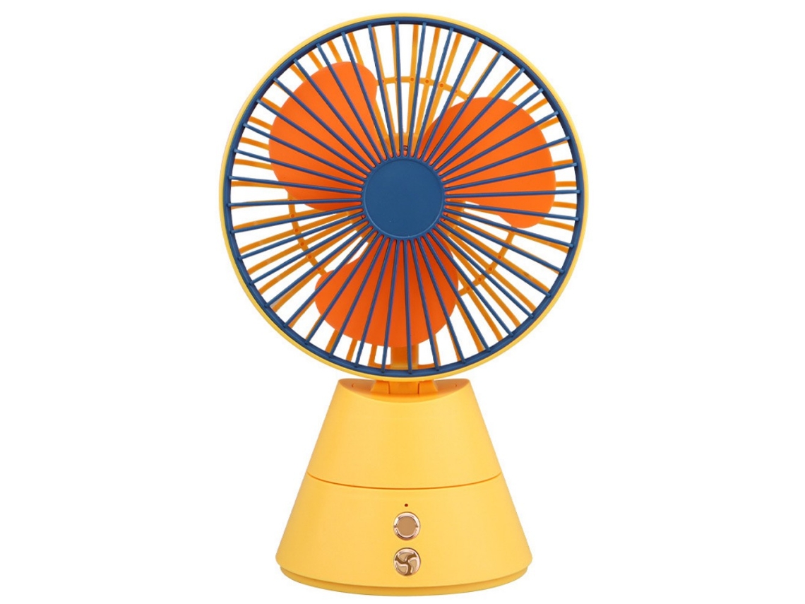 Ventilador De Mesa Oscilante Usb Amarelo, Recarregável, Adequado Para Dormitórios Estudantis, Mesas De Cabeceira, Mesas Pequenas, Etc. PAPRIKA