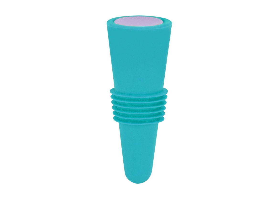 Tampa de vidro decorativa reutilizável em silicone e aço inoxidável, azul, 6,1 x 2,35 cm