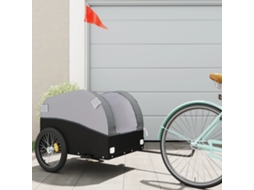 Vidaxl Reboque Para Bicicleta 45 Kg Ferro Preto E Cinza