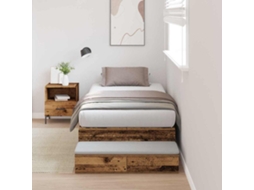 Vidaxl Estrado De Cama Com Arrumação Com Gaveta Madeira Antiga 90 Cm