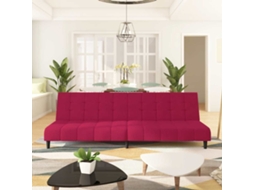 Vidaxl Sofá-cama De 2 Lugares Veludo Vermelho Tinto