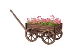 Floreira Madeira Forma Carrinho 4 Rodas 120x41x54cm Madeira