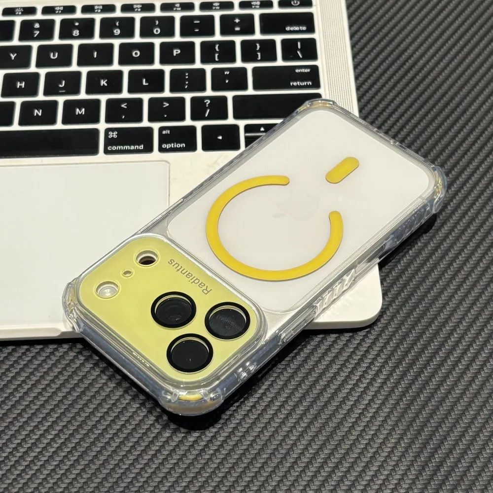 Capa Protetora Com Airbag (amarelo Limão) Para Iphone 13 Pro Max Com Interface Magsafe E Protetor De Lente.
