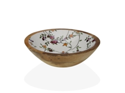 Tigela VERSA Bloemen Bambu Porcelana Madeira de Mangueira 24 X 7 X 24 Cm