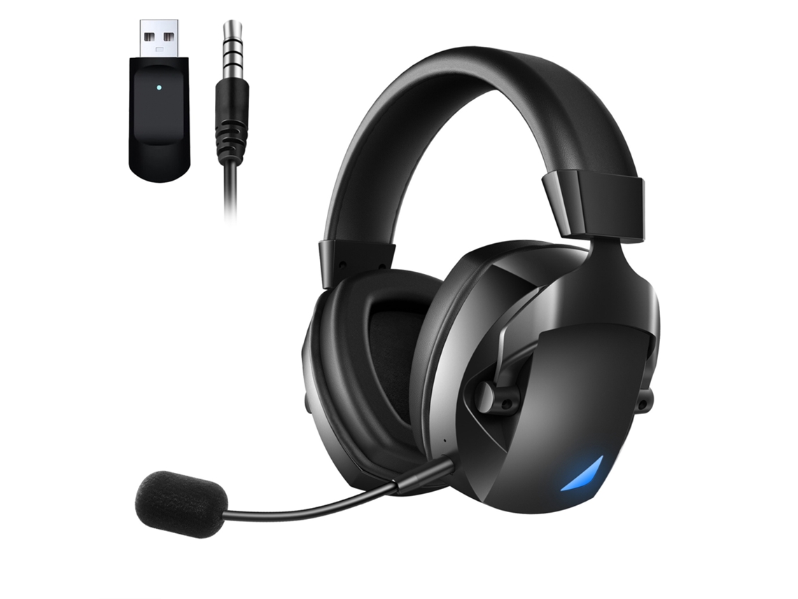 Fone de ouvido com fio para jogos USB + microfone com cancelamento de ruído Bluetooth 5.3 de 2,4 GHz