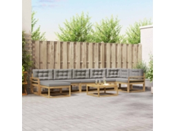 Vidaxl Conjunto De Sofás Para Exterior 8 Pcs Branco E Cinzento-claro
