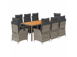 Conjunto de 9 Jantar para Jardim com Almofadões Vime Pe Cinza MAISON EXCLUSIVE