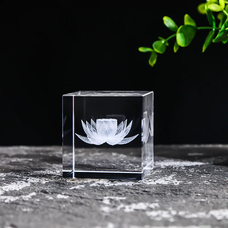 Cubo de Cristal Quadrado de 40mm para Joias, com Prisma de Vidro Gravado a Laser em 3d MDUG (estilo 18 40mm)
