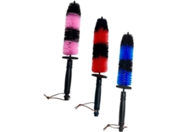 Conjunto de 3 rodos para limpeza de rodas de carro com cerdas flexíveis para limpeza profunda das rodas.