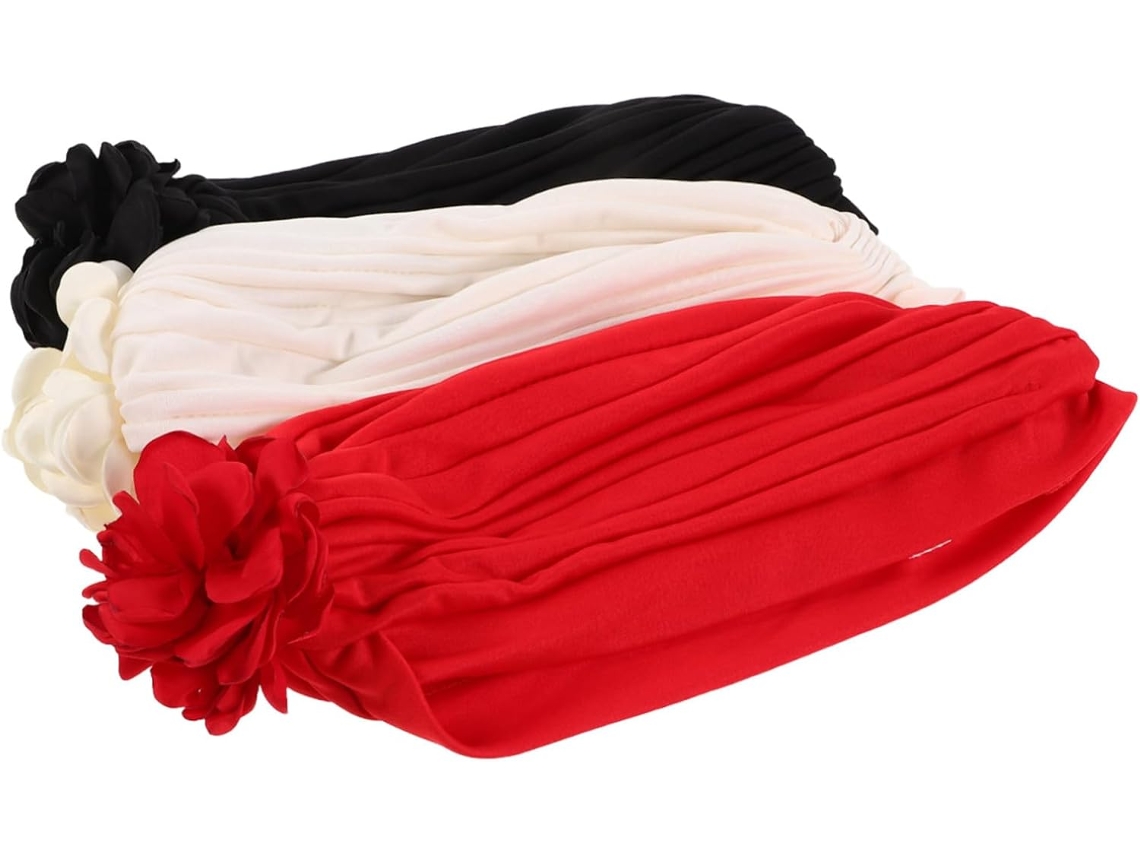 De 3 Peças Feminino Com Turbante, Flor, Cobertura Elástica Para Cabelo, Proteção Solar E Estilo.