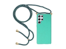 Capa Protetora Para Samsung Galaxy S23 Ultra 5g Em Material De Palha De Trigo + Tpu Com Cordão.