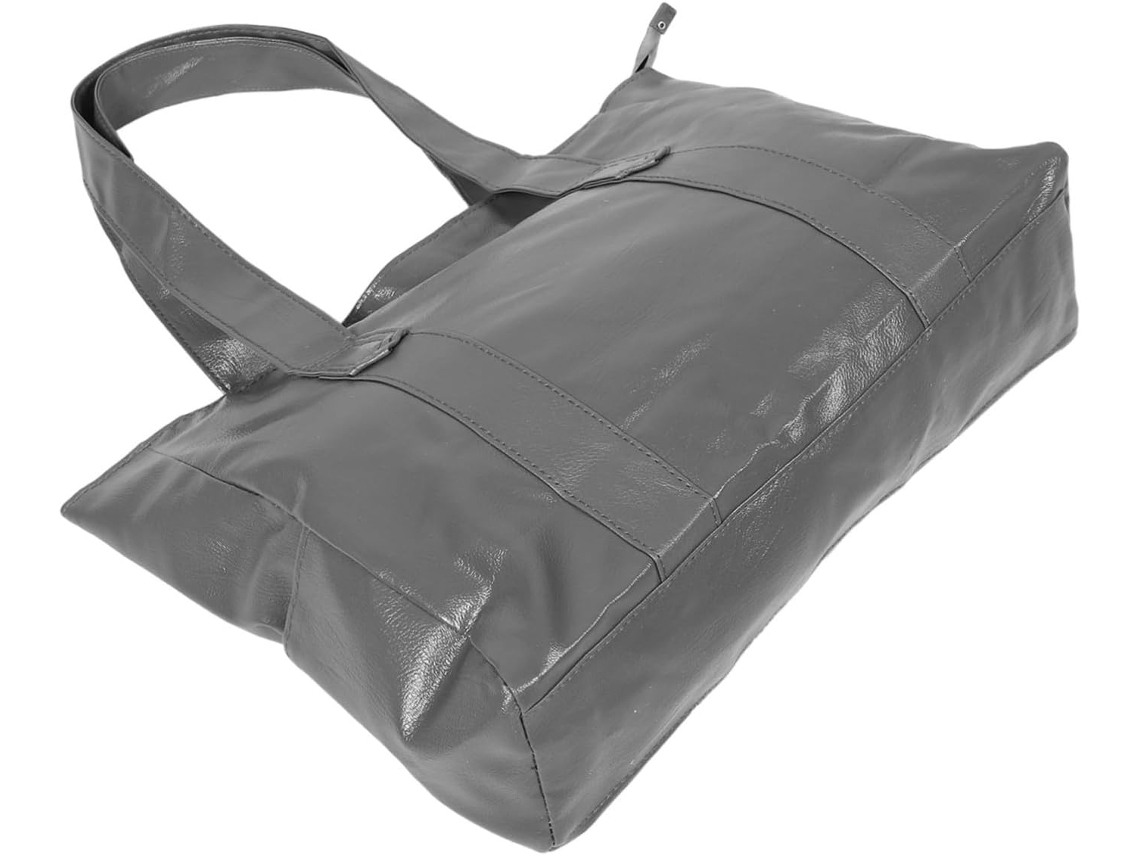 Bolsa Feminina Espaçosa De Ombro, Em Couro Sintético Pu, Com Zíper E Alça De Ombro.