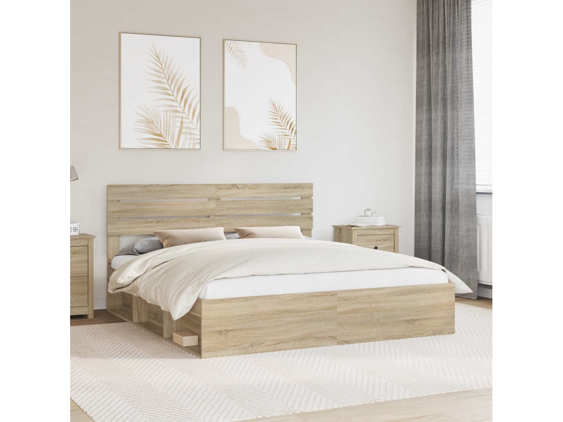 Vidaxl Estrutura Da Cama Com Cabeceira Sonoma 200 X 200 Cm