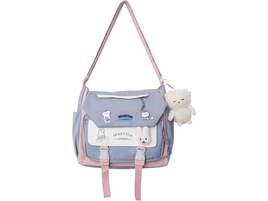 Mochila Escolar Japonesa Kawaii Com Acessórios De Ursinho Canvas Para Adolescentes Meninas