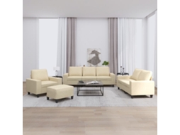Vidaxl 4 Pcs Conjunto De Sofás Tecido Cor Creme