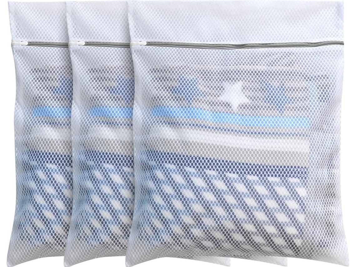 Conjunto de 3 sacos de malha colmeia para roupas delicadas com zíper BRILVIBERA