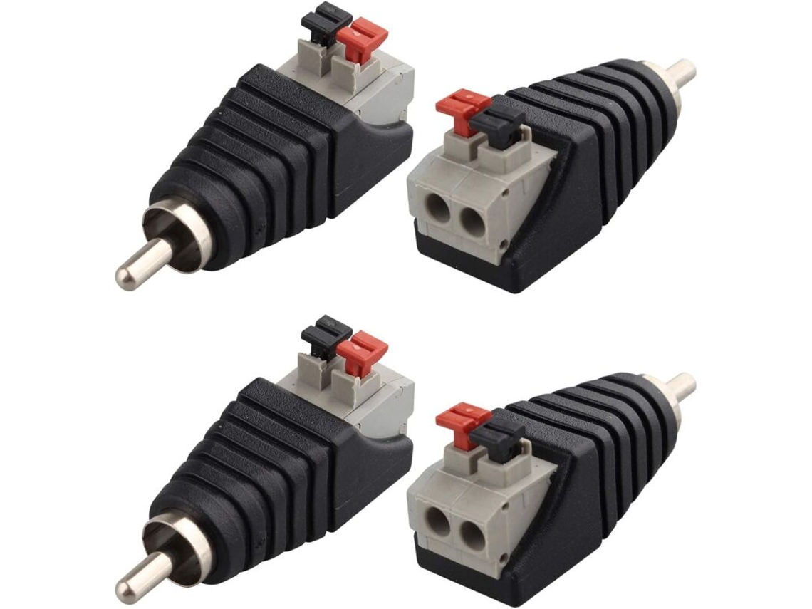 Lote de 4 Cabos Rca Macho para Altofalante, Fêmea, 5,5x2,1 Mm AQUAFORGE
