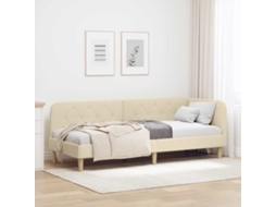 Vidaxl Estrutura De Cama De Canto Creme 80 X 200 Cm Tecido